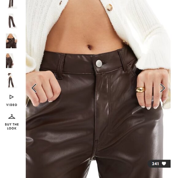 ASOS DESIGN faux leather dad jeans Size 12 (runs large) - Picture 3 of 4